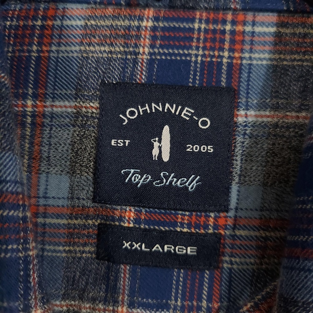 Johnnie-O Shirt Mens 2XL Blue Plaid Benedict Flannel Button Front Long Sleeve - Picture 4 of 12